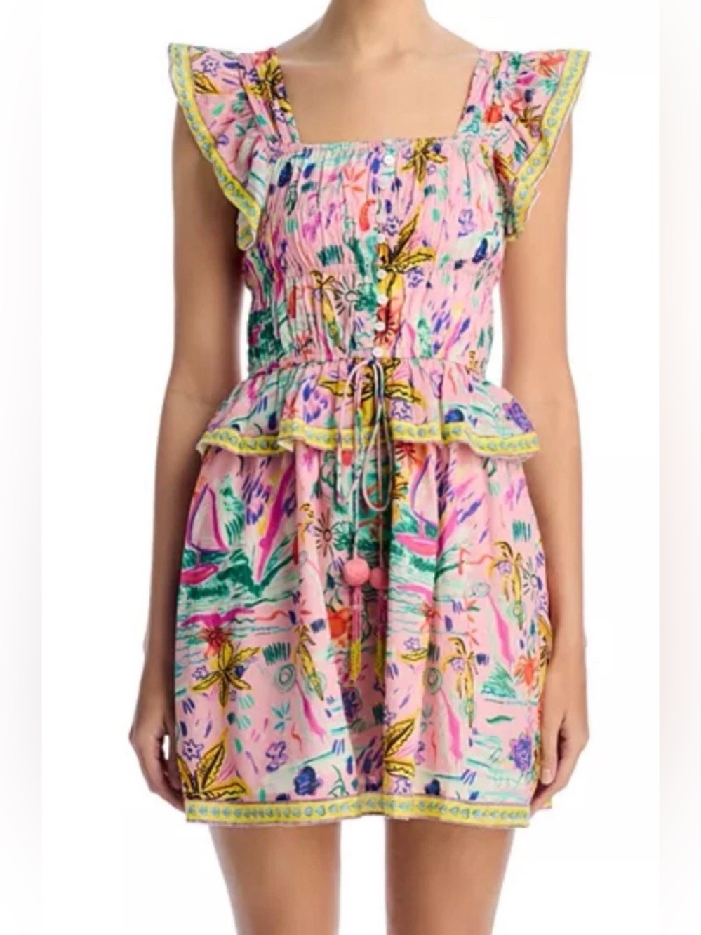 Bell by Alicia Bell Fleur Mini Dress, Sunshine Multicolor Print, Small MSRP $310